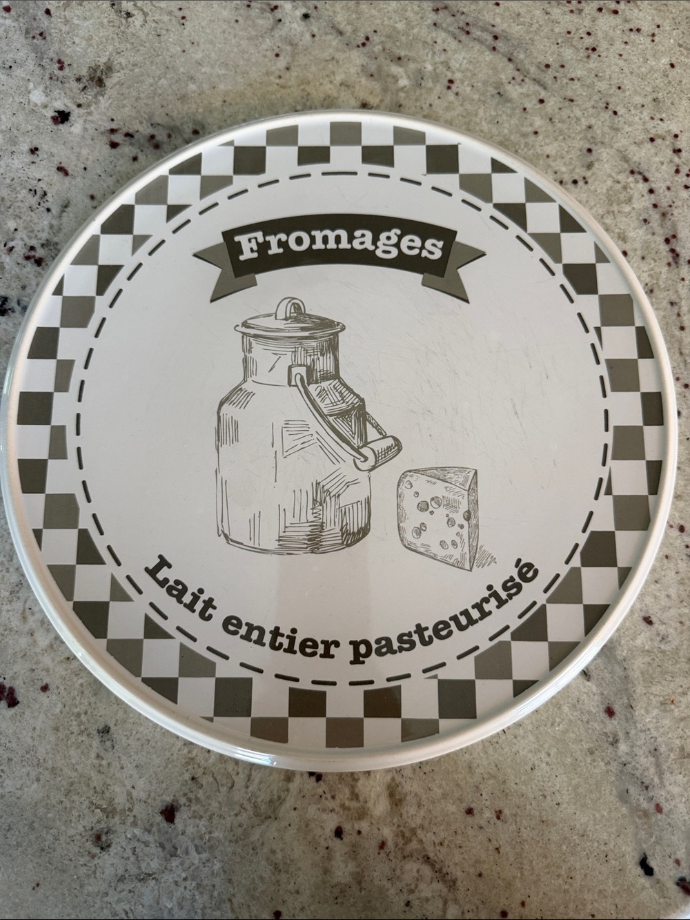 Fromages Ceramic Cheese Plate — White and Gray